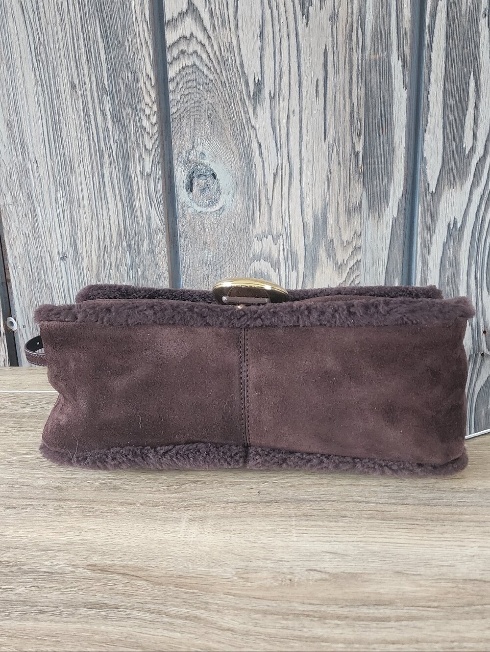 NWOT STAUD Harlow Medium Shearling-Trim Suede Shoulder Bag (Slight Flaws) - Picture 7 of 9